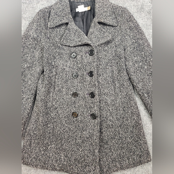 J CREW Women's PEACOAT Gray Black FLECKED Wool Blend Heavy Size Small Petite - Picture 2 of 14